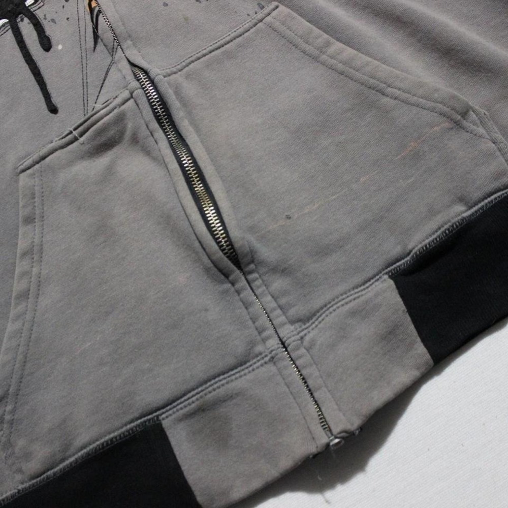 Mens Y2K West49 DC Style Distressed Faded Skater Checkerboard Zip-up Hoodie - Picture 6 of 8